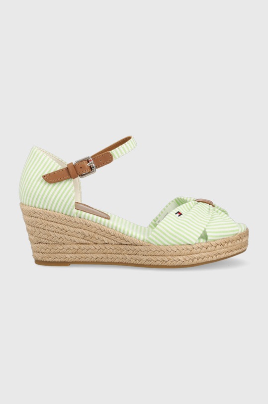 Tommy Hilfiger sandały HIGH WEDGE SEERSUCKER tekstylny zielony FW0FW07158