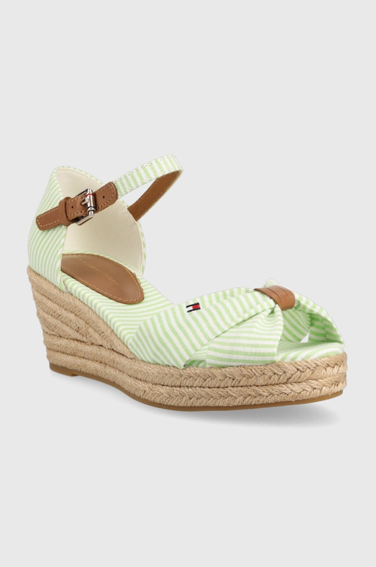 Tommy Hilfiger sandały HIGH WEDGE SEERSUCKER FW0FW07158 zielony SS23