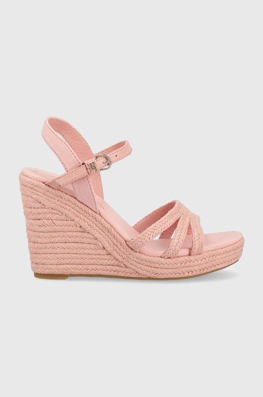 Tommy Hilfiger sandały ESSENTIAL WEDGE SANDAL tekstylny różowy FW0FW07159
