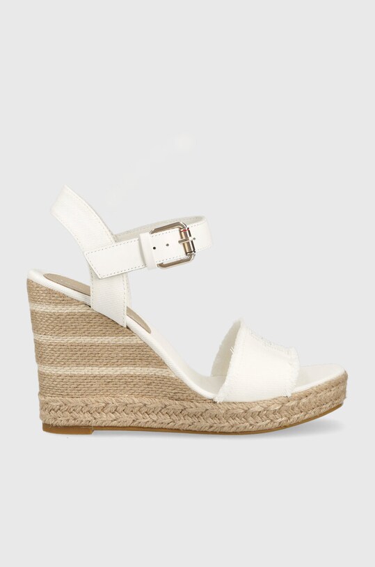 Tommy Hilfiger sandale ECRU DENIM WEDGE SANDAL coturn alb FW0FW07191