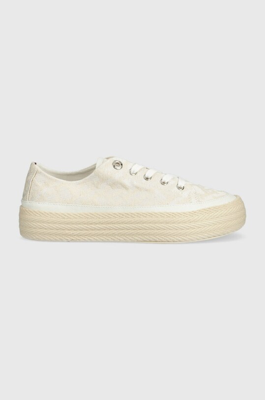 Кеди Tommy Hilfiger VULC ROPE MONOGRAM WHITE DENIM платформа бежевий FW0FW07254