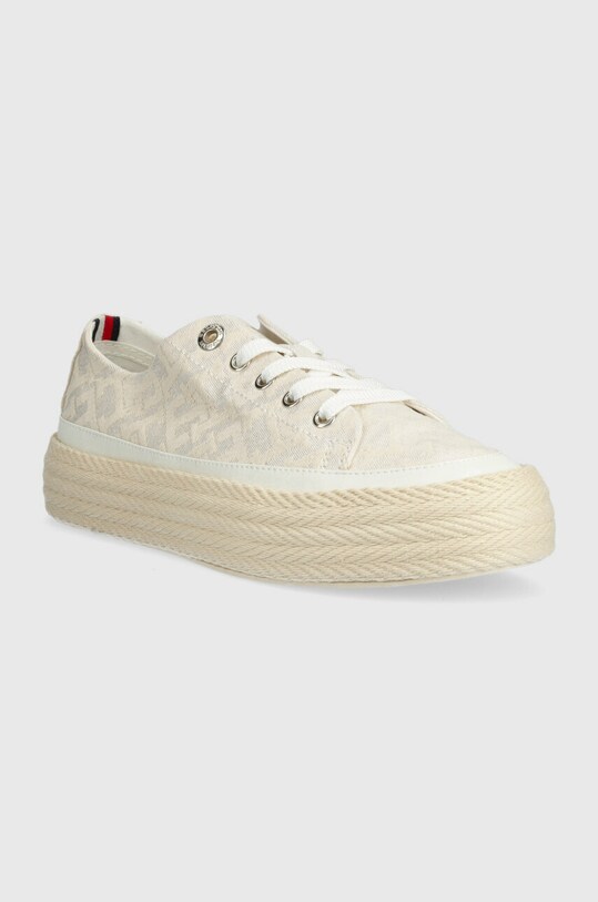 Кеди Tommy Hilfiger VULC ROPE MONOGRAM WHITE DENIM FW0FW07254 бежевий SS23