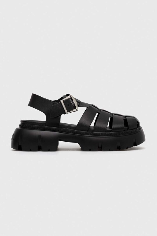 Кожени сандали Karl Lagerfeld SUN TREKKA гладка кожа черен KL83525.000
