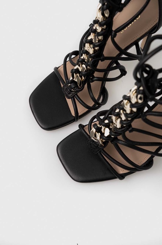 Guess sandały skórzane BINI czarny FL6BNI.LEA03.BLACK