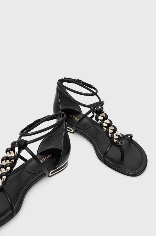 Обувки Кожени сандали Guess CADHA FL6CDH.LEA21.BLACK черен
