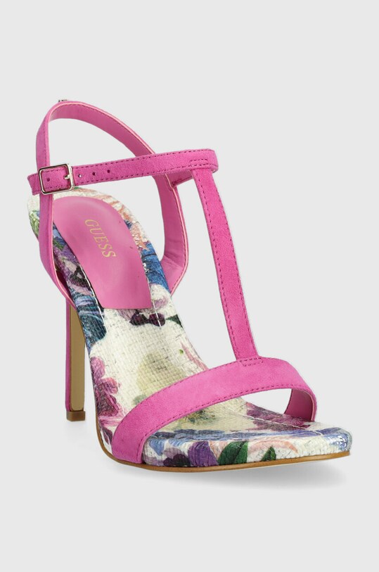 Guess sandały zamszowe FACY FL6FAC.SUE03.FUXIA różowy SS23