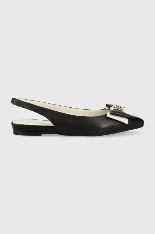 Usnjene balerinke Guess MALLEY Odprta peta črna FL6MLL.LEA05.BLACK