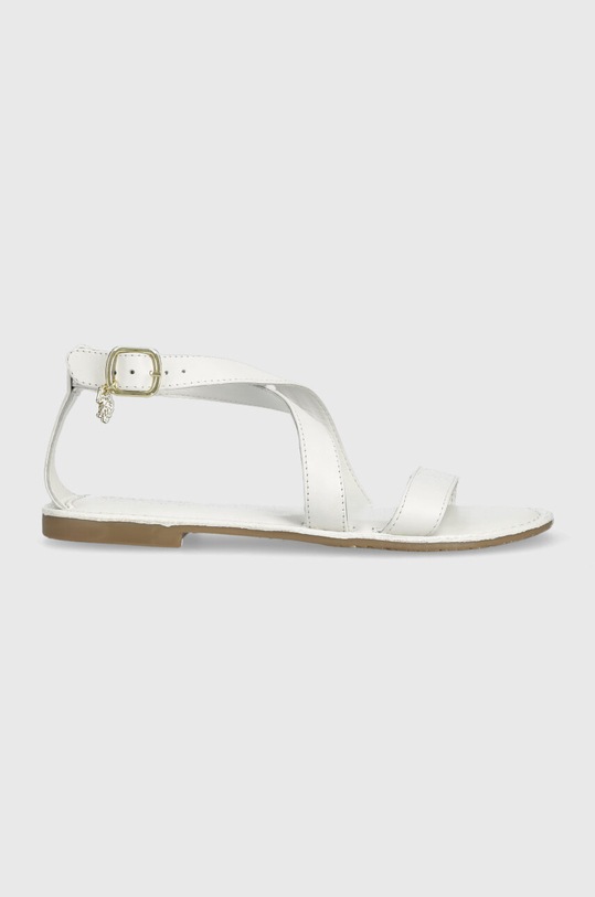 U.S. Polo Assn. sandały skórzane LINDA płaski biały LINDA001W.3L1