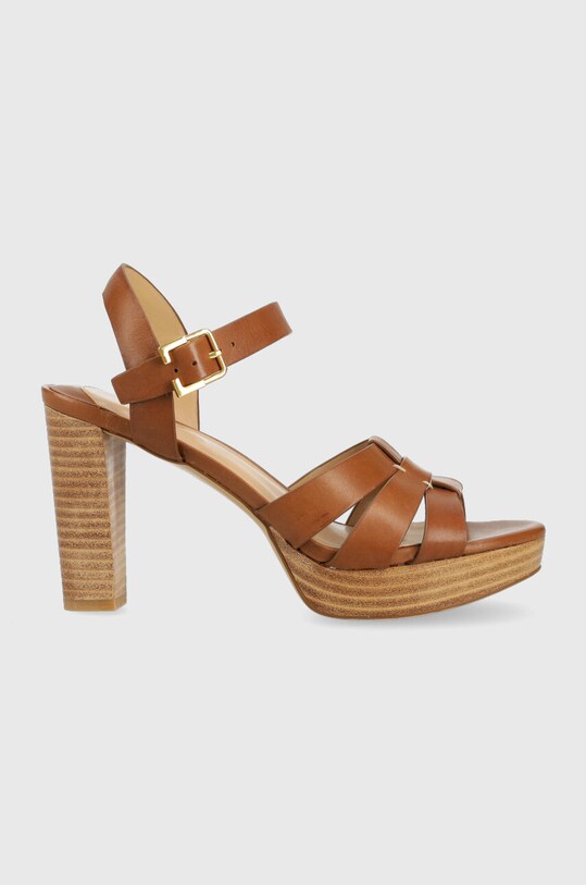 Lauren Ralph Lauren sandały skórzane Soffia słupek brązowy 802904282001.TAN