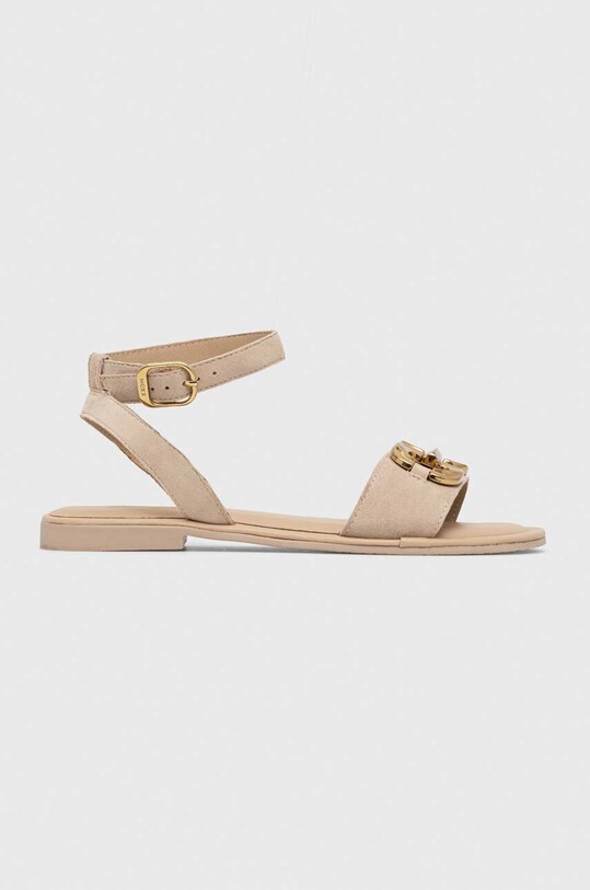 Mexx sandały zamszowe Lena płaski beżowy MXCY011802W