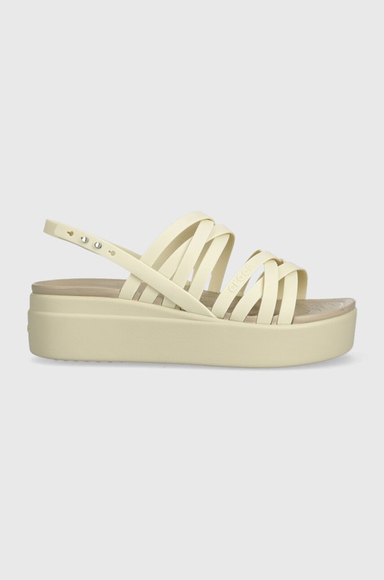Crocs sandale Brooklyn Strappy Low Wedge sintetic bej 206751.2Y2