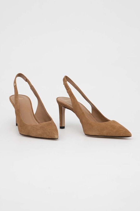 BOSS velúr magassarkú cipő Janet Sling 50492162.260 bézs SS23