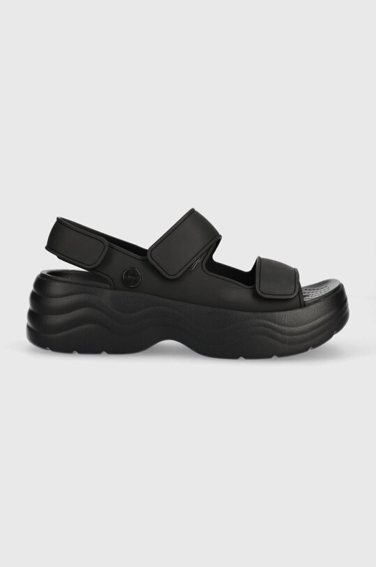 Σανδάλια Crocs Skyline Slide ίσια πλατφόρμα μαύρο 208183.001