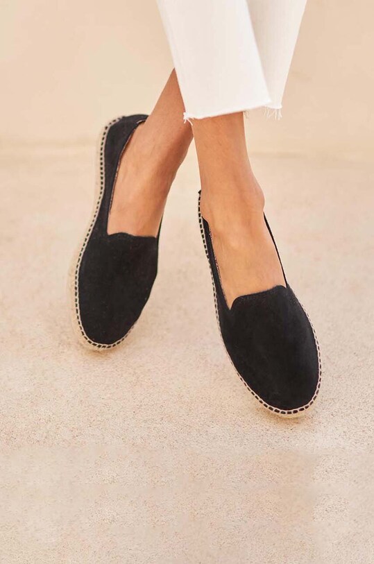 Замшеві еспадрилі Manebi Flat Espadrilles чорний K.1.0.N0