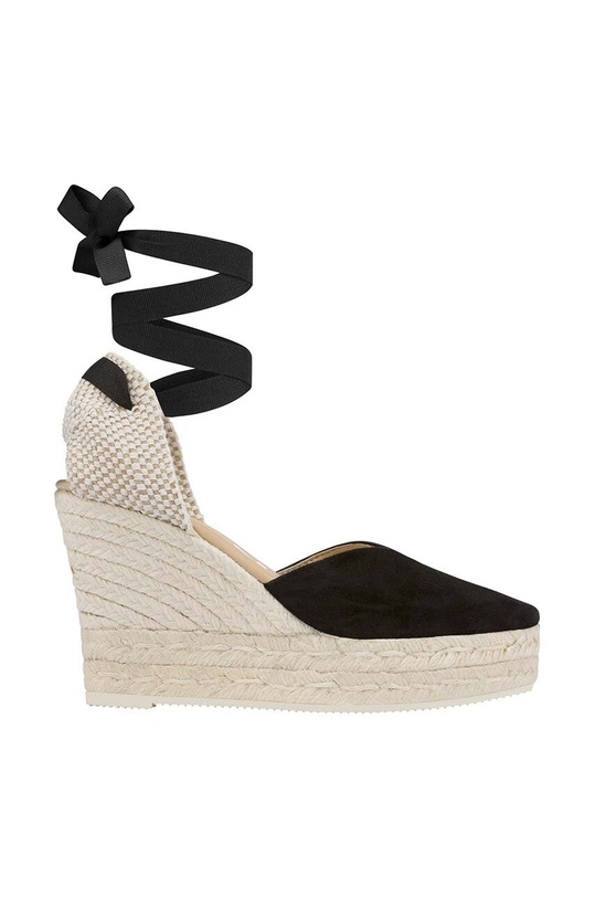 Espadrilky Manebi Heart-Shaped Wedge Espadrilles semišová kůže černá K.1.0.WH