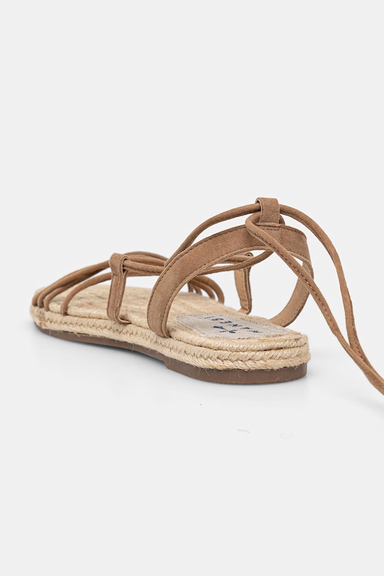 Obuća Manebi sandale s niskim potplatom za žene od brušene kože P.0.1.Y0 bež