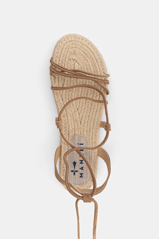 Manebi sandale s niskim potplatom za žene od brušene kože bež P.0.1.Y0