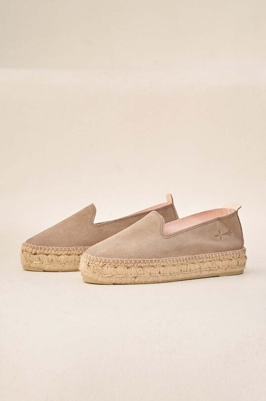 Manebi espadrile din piele întoarsă Double Sole Espadrilles W.1.9.D0 maro SS23