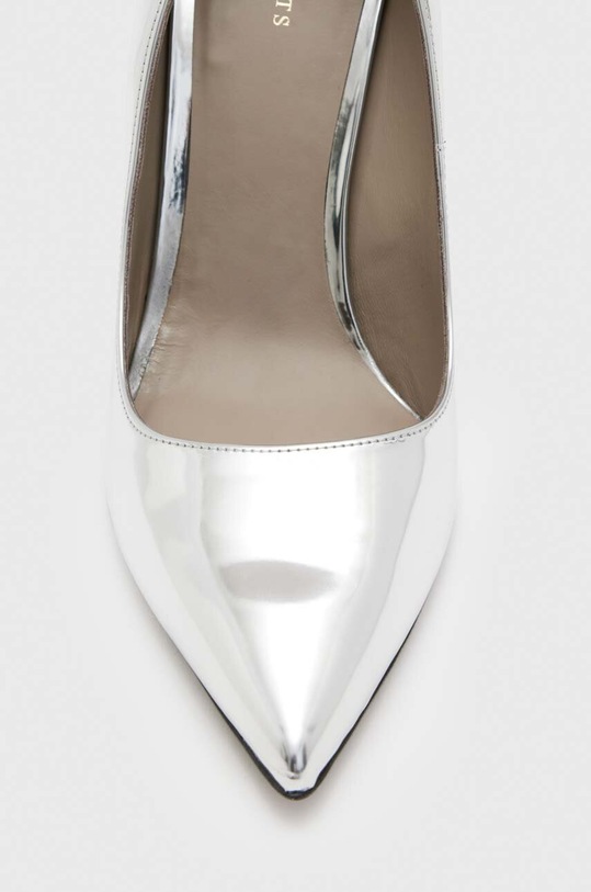 Obuwie AllSaints szpilki skórzane Nova Heel WF587Y srebrny