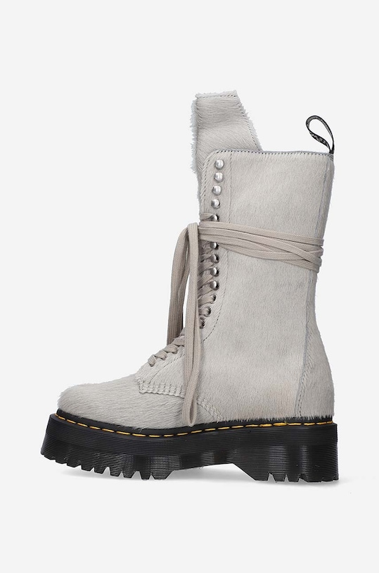 Încălțăminte Rick Owens bocanci din piele întoarsă Fur Boots x Dr. Martens DW02B3801.0049.PEARL gri
