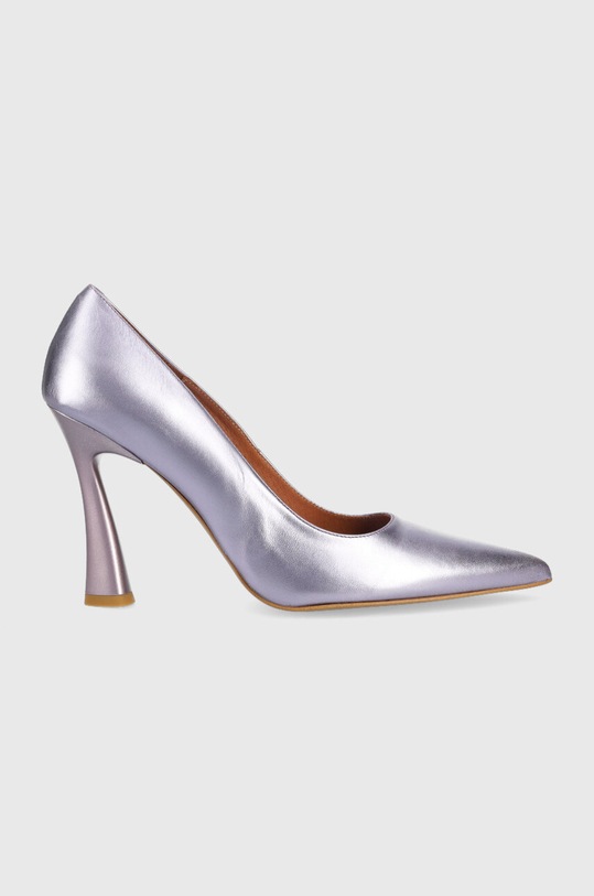 Usnjene visoke pete Jonak DABATE CUIR METALLISE več kot 8 cm vijolična 3400175