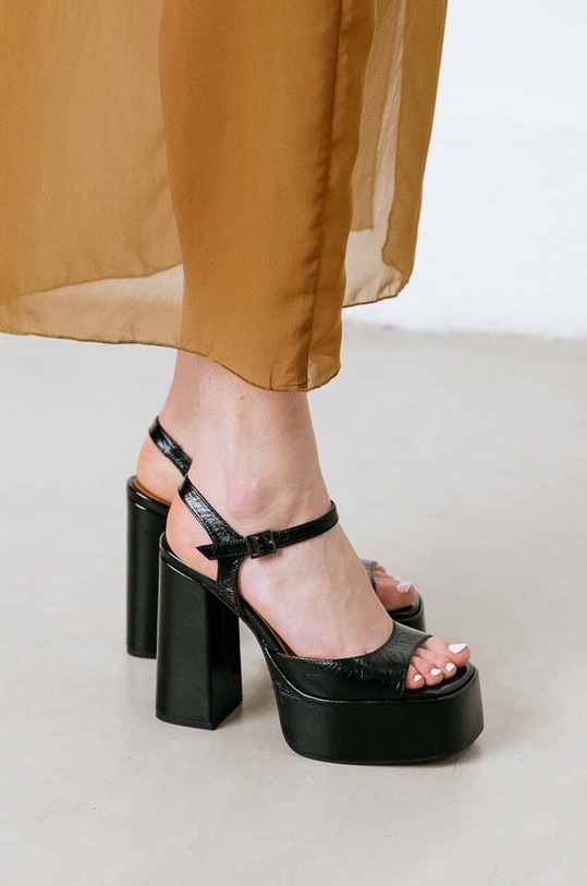 Jonak sandały skórzane BASILE CUIR BRILLANT 3400110 czarny