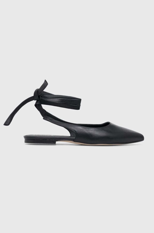 Alohas baleriny skórzane Ribbon odkryta pięta czarny S00750.06