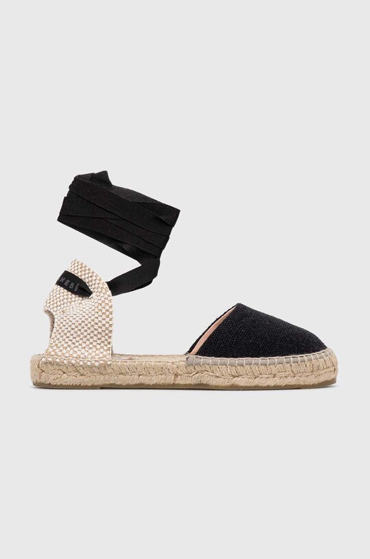 Manebi espadryle Flat Valenciana Espadrilles tekstylny czarny O.7.9.P0