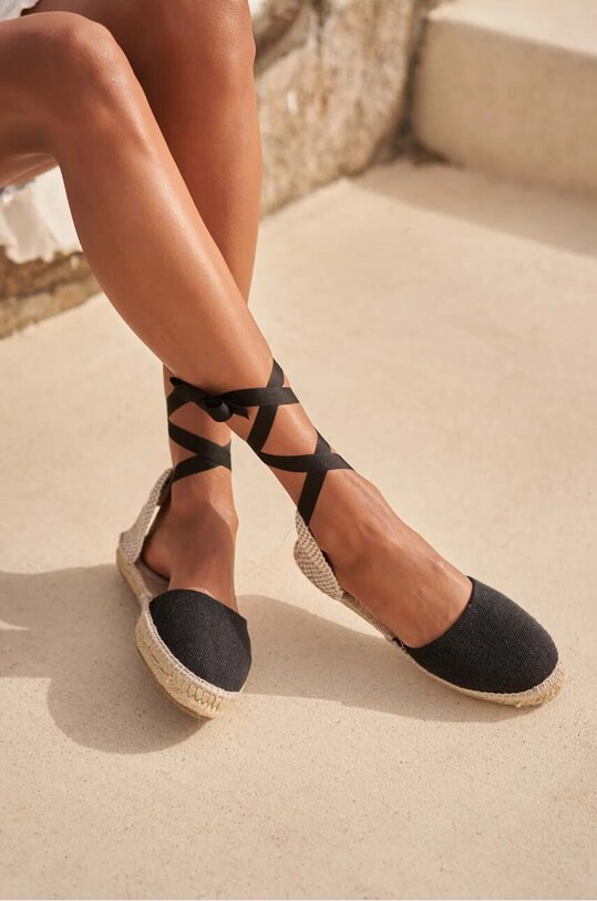 Manebi espadryle Flat Valenciana Espadrilles O.7.9.P0 czarny