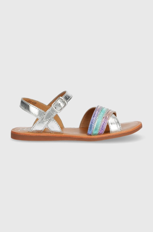 Detské kožené sandále Pom D'api strieborná O1GOAM0401.28.30