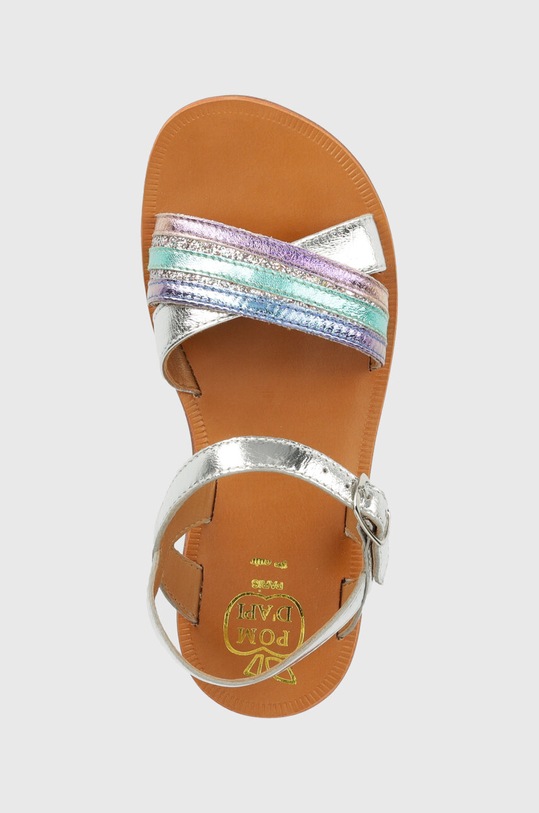 Dječje kožne sandale Pom D'api srebrna O1GOAM0401.31.34