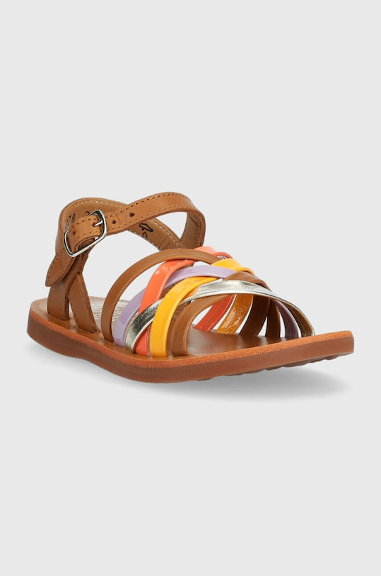 Дитячі шкіряні сандалі Pom D'api O1GQAA0401.24.27 коричневий SS23