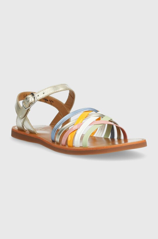 Dětské kožené sandály Pom D'api O1GQCV0402.35.38 stříbrná SS23