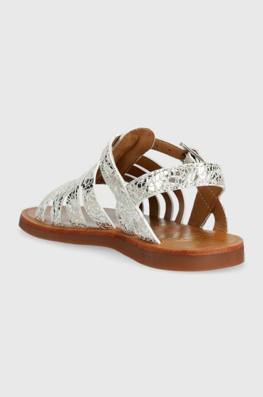 DÍVKA Dětské kožené sandály Pom D'api O1GYAJ0411.28.30 stříbrná