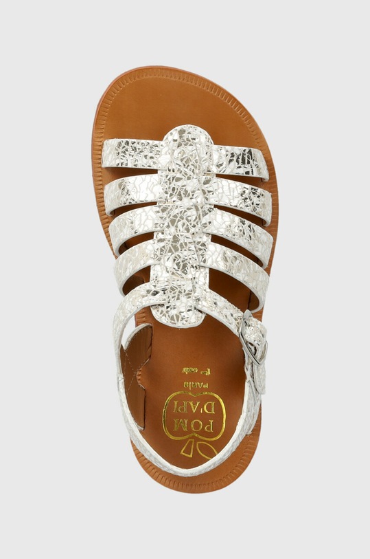 Dětské kožené sandály Pom D'api stříbrná O1GYAJ0411.28.30
