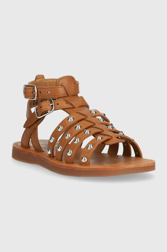 Pom D'api sandale din piele pentru copii O1GZAA0402.24.27 maro SS23