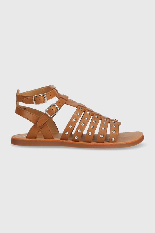 Παιδικά δερμάτινα σανδάλια Calvin Klein καφέ O1GZAA0402.35.38