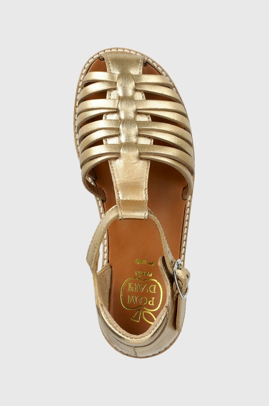 Παιδικά δερμάτινα σανδάλια Pom D'api χρυσαφί O1LMAB04R1.28.30