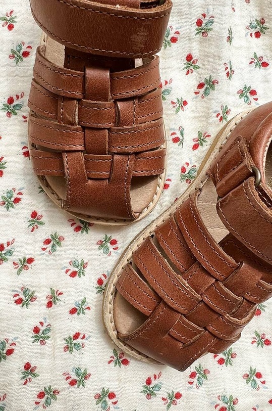 Dětské semišové sandály Konges Sløjd KS4966 hnědá SS23