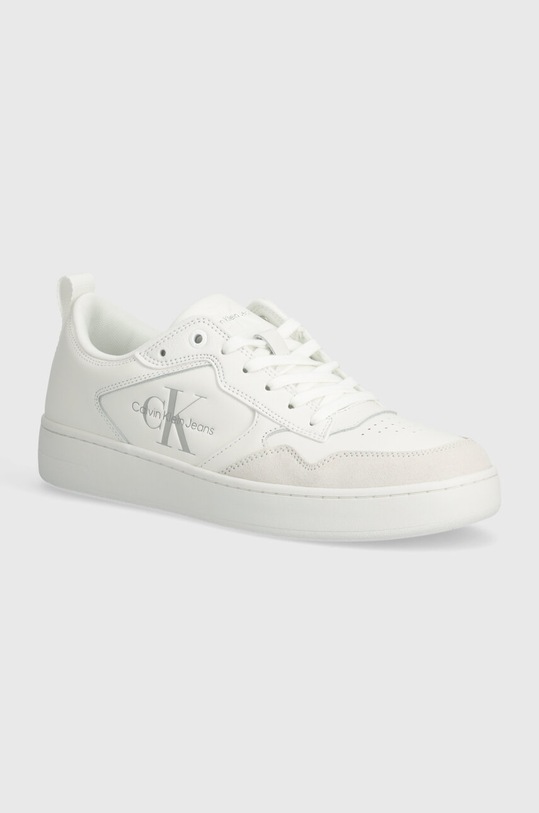 Δερμάτινα αθλητικά παπούτσια Calvin Klein Jeans BASKET CUPSOLE LOW LTH MONO BASKET CUPSOLE LOW LTH MONO Planet friendly λευκό YM0YM00574