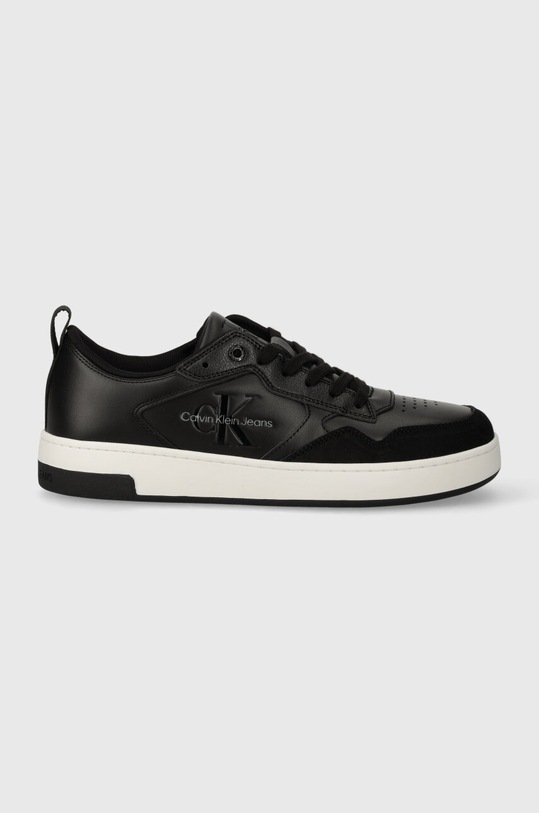Calvin Klein Jeans sneakersy skórzane BASKET CUPSOLE LOW LTH MONO YM0YM00574 czarny SS24