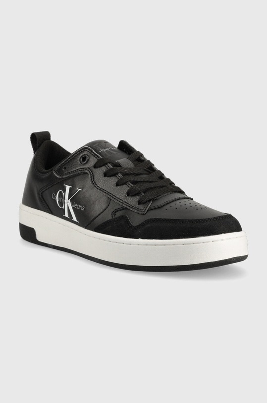 Calvin Klein Jeans sneakersy skórzane BASKET CUPSOLE LOW LTH MONO YM0YM00574 czarny SS24