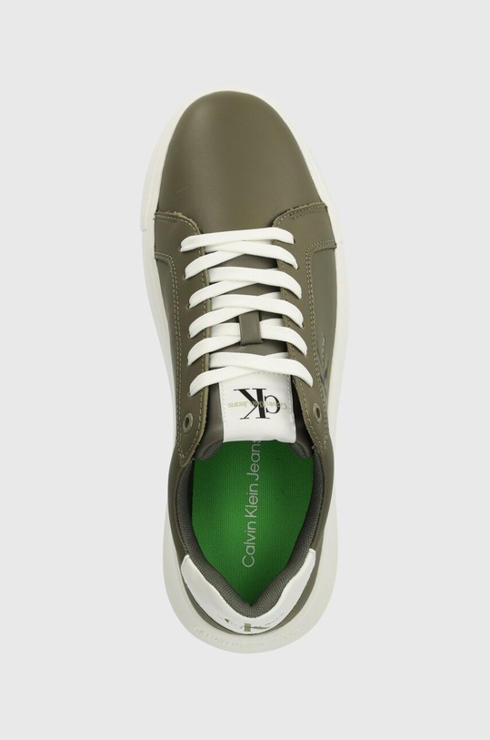 Calvin Klein Jeans sneakers din piele YM0YM00681 CHUNKY CUPSOLE MONOLOGO verde YM0YM00681