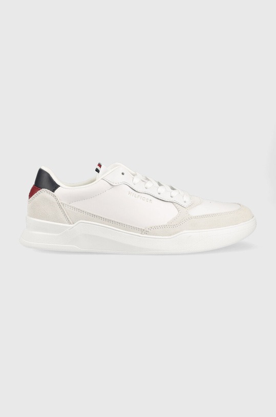 Usnjene superge Tommy Hilfiger FM0FM04358 ELEVATED CUPSOLE LEATHER MIX Semiš bela FM0FM04358