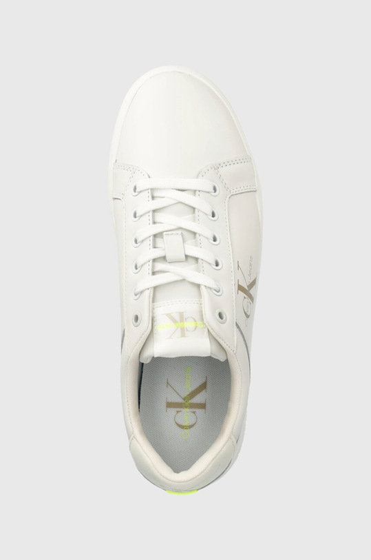 Calvin Klein Jeans sneakersy skórzane CLASSIC CUPSOLE FLUO CONTRAST biały YM0YM00603