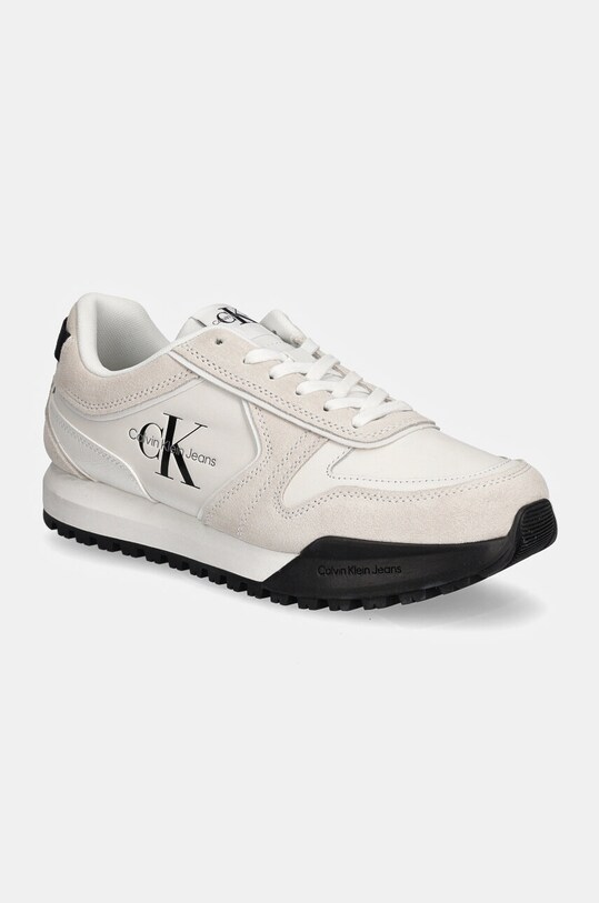 Шкіряні кросівки Calvin Klein Jeans TOOTHY RUNNER IRREGULAR LINES замша білий YM0YM00624