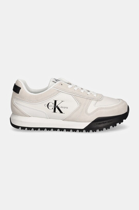 Шкіряні кросівки Calvin Klein Jeans TOOTHY RUNNER IRREGULAR LINES YM0YM00624 білий NC24