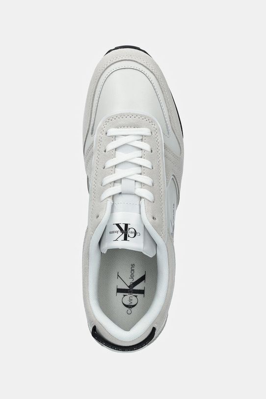 Kožené tenisky Calvin Klein Jeans TOOTHY RUNNER IRREGULAR LINES biela YM0YM00624