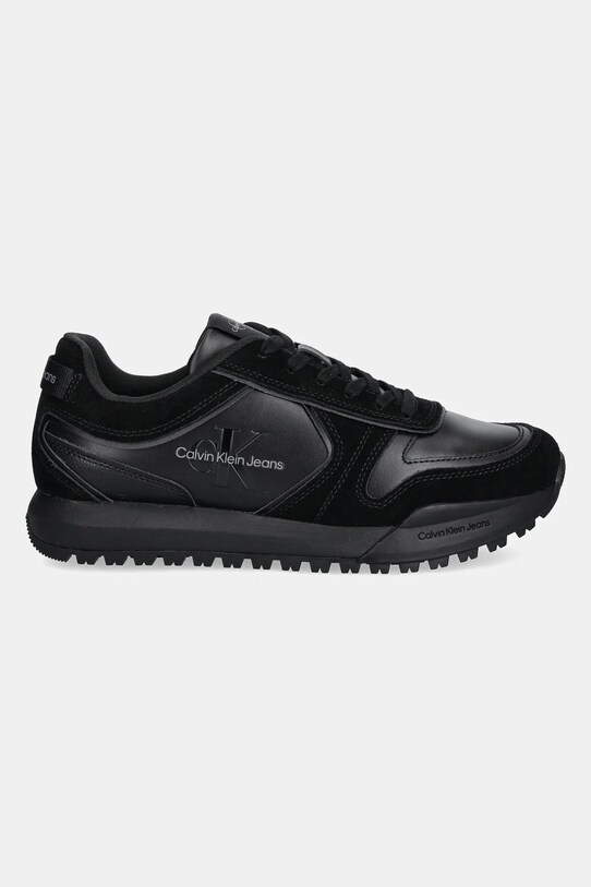 Kožené tenisky Calvin Klein Jeans TOOTHY RUNNER IRREGULAR LINES YM0YM00624 čierna NC24