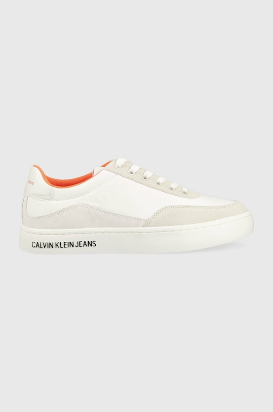 Sneakers boty Calvin Klein Jeans CLASSIC CUPSOLE SU SOFTNY semišová kůže bílá YM0YM00669